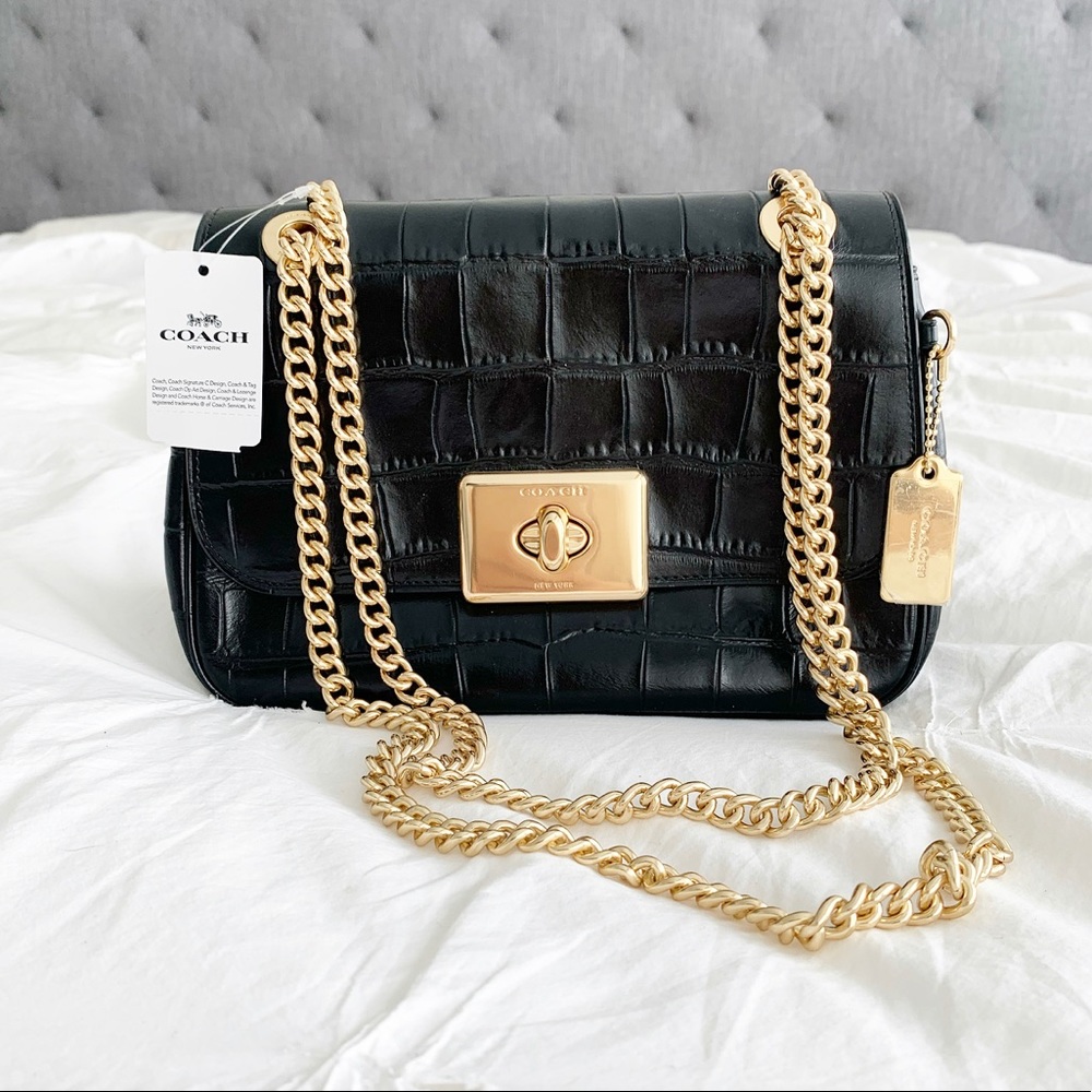 Coach croc embossed cross body bag
